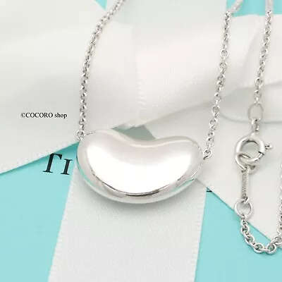 Tiffany & Co. Elsa Peretti 20mm Bean Necklace Pendant 18.1  Silver 925 W/Pouch • $135
