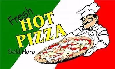 2X-FRESH HOT PIZZA Flag 3'x 5' Banner (2 FLAGS) • $14.32