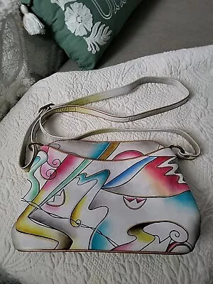 Magnifique Vintage Hand Painted Leather Crossbody Purse • $5