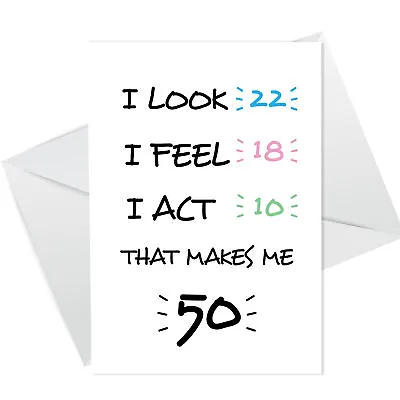 50th Birthday Cards Fifty Joke Funny 50th Birthday Card For Women Men Mum Dad • £2.95