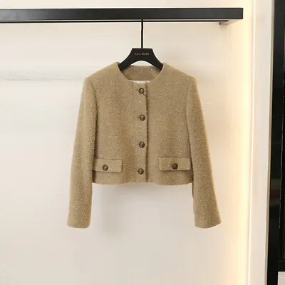 Sandro Woman Crewneck Long Sleeves Cropped Tweed Coat • $169.99