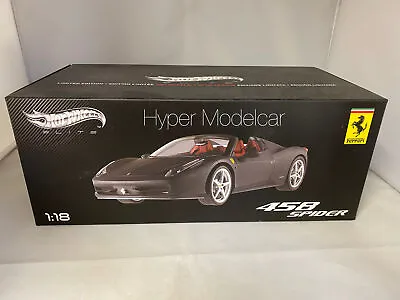 ELITE Hot Wheels 1/18 Ferrari 458 Italy Spider 2011 Black Art. X5485 • $104.31