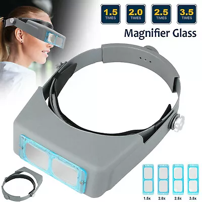 Headband Magnifier Head Magnifying Visor Glasses Jewelry Watch Repair W/ 4 Lens • $20.48