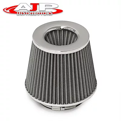 Universal 4  Aluminum Mesh Cold Short Ram Induction Dry Air Intake Filter Silver • $16.99