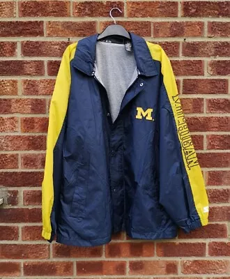 £35 • Buy Vtg Navy Blue Yellow Jacket Starter Michigan Wolverines Coat Parka Oversized XL