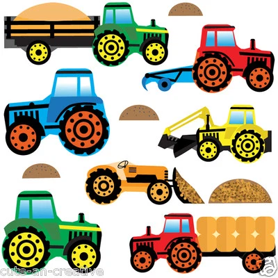 £8.98 • Buy Tractors Diggers Wall Art Vinyl Stickers Farm Diggers Vehicle Truck Trac4M