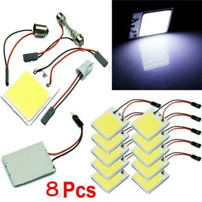 8Pcs 48 SMD COB White Panel LED T10 Car Interior Panel Light 12V Dome Lamp Bulbs • $7.88