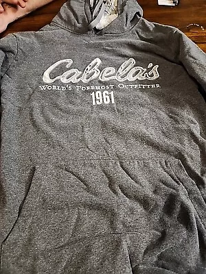 Cabela's Camo Buck Head Gray Heavy Duty Hoodie Sweatshirt Men's Size Large Tall • $16.99