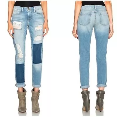 Frame Le Garçon Redlands Distressed Patchwork Ankle Jeans Size: 27 • $40