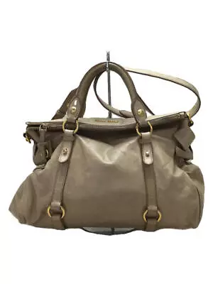 Auth Miu Miu Handbag 2Way Shoulder Bag #5301 Beige Leather Bow Ribbon • $325