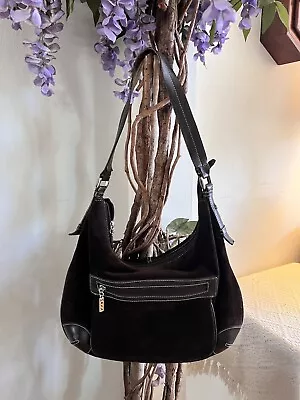 Maxx Of New York Purse Handbag Hobo Style Brown Suede Top Zipper Front Pocket • $14.99