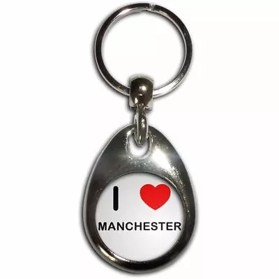 I Love Manchester - Chrome Tear Drop Double Sided Key Ring New • £4.99