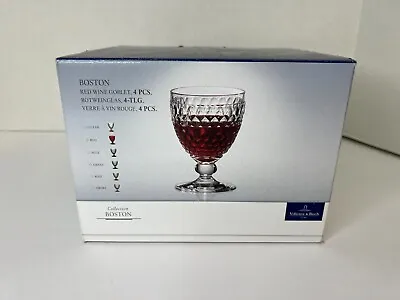 Villeroy & Boch Collection Boston Colored Crystal Red Wine Goblet Set Of 4 • $49.95