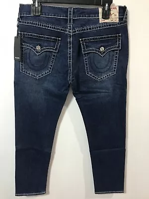 True Religion Rocco Men's Size 36x32 Big T Flap Relaxed Skinny Jeans $199 NWT • $53.99