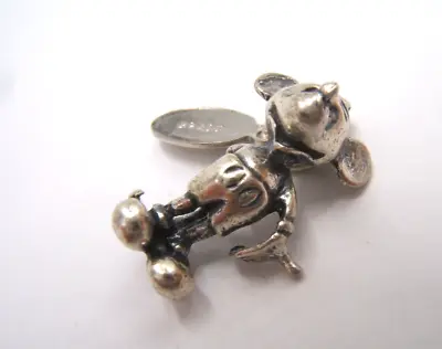 Vintage Sterling Silver Charm Disney Mickey Mouse 3-d Standing Hand Behind Back • $14