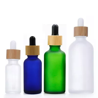 5/15/30/100ml Glass Dropper Bottles Eye Pipette Wood BamBoo Lid Essential Oils • $4.89