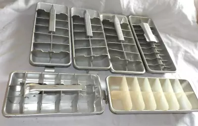 PHILCO QUICKCUBE & More Vintage Lever ALUMINUM Ice Cube Trays MIXED Lot Of 6 • $20