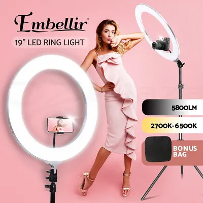 Embellir LED Ring Light Stand Tripod 19  Phone Selfie Dimmable Circle Lamp Live • $94.95