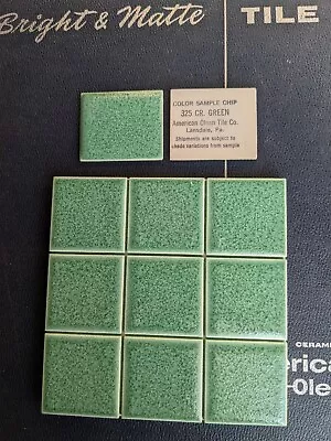 2 Pcs American Olean Crystalline Green #325 Ceramic Tile  4-1/4 SD-1 Scored 9ths • $13.50