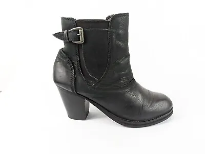 £18.99 • Buy Red Herring Black Leather High Heel Ankle Boots UK 4