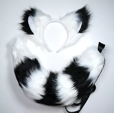 Faux Fur Fox Wolf Ears Headband Furry Tail Hairband Cosplay Costume Dress • $29.99