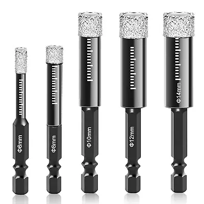 5x Dry Diamond Drill Bits Hole Saw Kit For Granite Marble Porcelain Tile Ceramic • $12.48