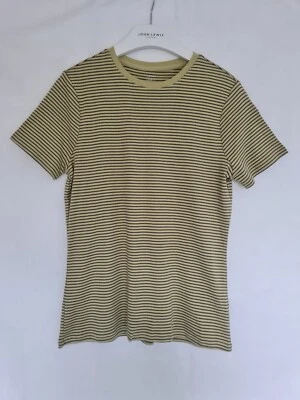 $12.69 • Buy John Lewis T-Shirt Size 12 Olive Beige Stripe Cotton Short Sleeve Crew Neck BNWT