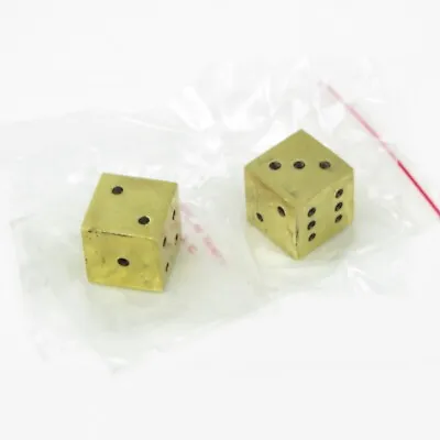 Vintage Solid Brass Metal Casino Dice Set - Standard Size - Made In Taiwan • $10