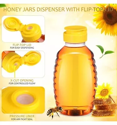 47 Pack 8 Oz Clear Plastic Honey Bottles Refillable Squeeze Honey Container Empt • $16.99
