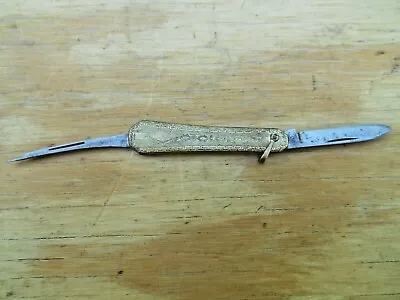 Antique  Meriden Knife Co. Lobster Knife  Gold Tone 2-1/4  Closed • $32.99