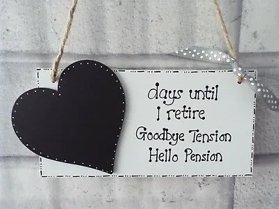 Chalkboard Countdown To Retirement Shabby Chic Fun Wooden Sign Gift  Best Friend • £5.99