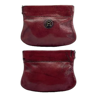 Vintage 60s 70s ETIENNE AIGNER Small Leather Coin Wallet Pouch Hinge OXBLOOD EVC • $44.99