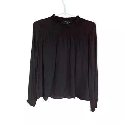 Decjuba Womens Blouse Top Black Long Sleeves Relaxed Workwear Size 8 • $29.99