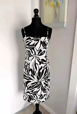 Mexx Ladies Monochrome Stappy Dress Size 14 Black And White • £16.99