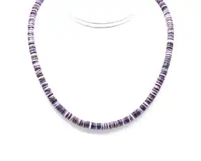 6mm Purple Wampum Quahog Heishi Eastern Native American Beaded Choker Necklace • $203