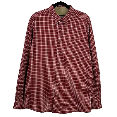 Eddie Bauer Men's Button Down Shirt Size Large Tall Red Check Long Sleeve Cotton • $15.19