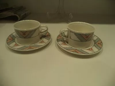 MIKASA INTAGLIO SANTA FE Set Of 2 CUPS & SAUCERS Never Used! EXCELLENT • $24