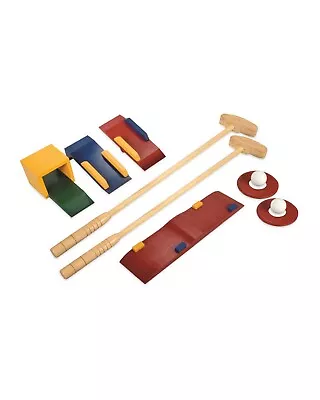 Wooden Crazy Golf Garden Game Set 2 Player Clubs & Balls 2 X Holes 4 X Obstacles • £19.99