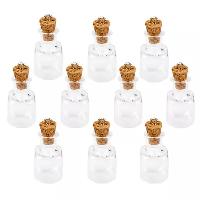 10pcs Small Square Glass Bottles Glasses Vial Cork Stopper • $9.44