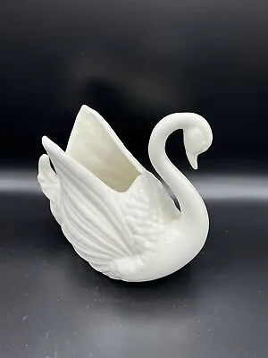 Vintage Mid Century Modern 1950’s Swan Planter Vase White 7” No Cracks Or Chips • $19.99