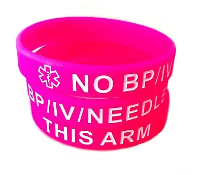 Pink NO/BP/IV Needles This Arm Silicone Bracelets (Lot Of 2) 4 Sizes! • $6.97