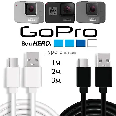 £3.75 • Buy GoPro Hero 7 BLACK USB-C Sync Charger Charging Power Cable Lead USB WHITE SILVER