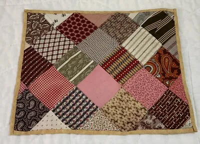 Antique Vintage Patchwork Quilt Table Topper Four Patch Early Calicos Multi • $14.95