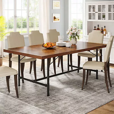 71  Wood & Metal Rectangular Dining Room Table Kitchen Table For 6 To 8 Person • $180.16