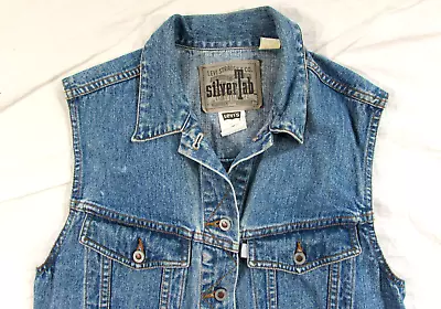 Vtg 1990's Levi's Silvertab Women's  Sample Garment  Buckleback Denim Vest 90s • $29.99