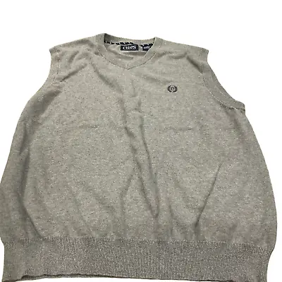 Chaps Ralph Lauren Sweater Vest Adult Large Gray V Neck Logo Cotton Mens Knit • $9.12