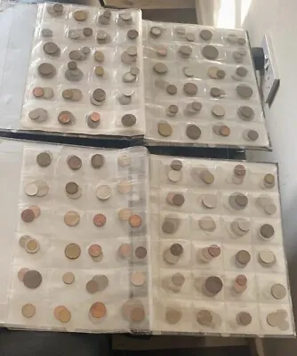 £95 • Buy Foreign Coins Treasure Mixed Contained In 2 Albums With Hundreds Of Slots