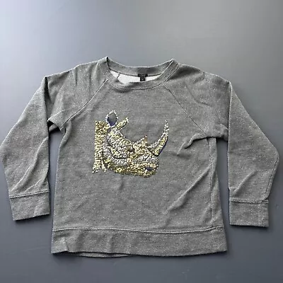 J.Crew Sweatshirt Women's Small Gold Sequin Embellished Rhino Gray Modal Blend • $14.99