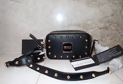 Genuine New Versace Jeans Couture Black Faux Leather Studded Medium Satchel • $220