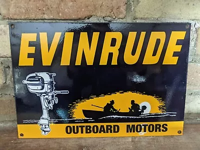 Vintage Evinrude Outboard Boat Motors Porcelain Sporting Goods Sign 12  X 8  • $147.95